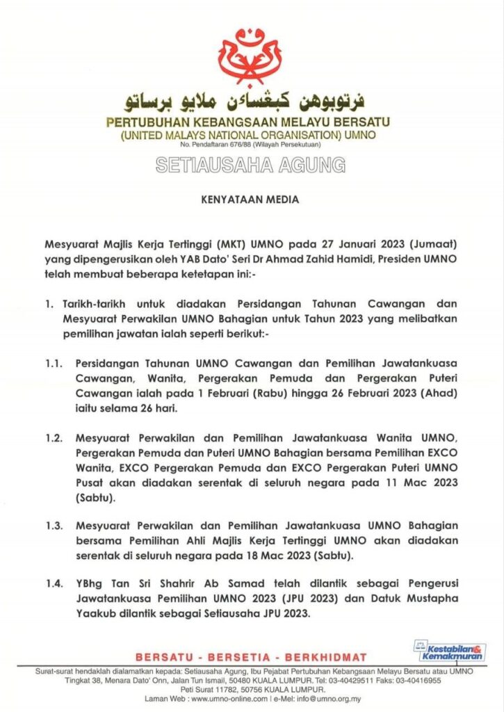 Keputusan Mesyuarat Mkt Umno